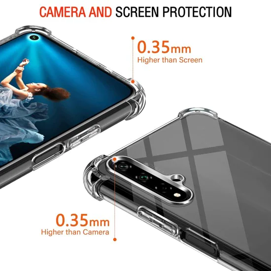 Калъф за Huawei Nova 5T / Honor 20 - Удароустойчив Прозрачен Силиконов - Прозрачен