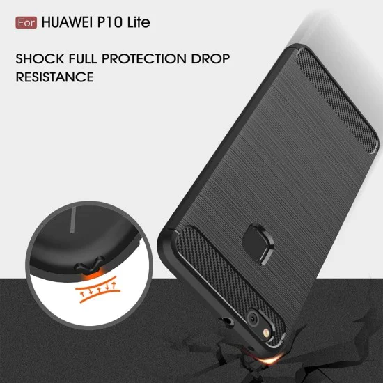 Калъф за Huawei P10 Lite - Carbon Silicone - Черен