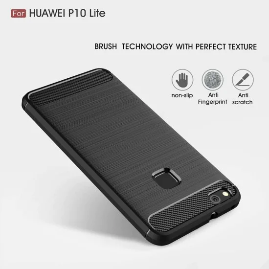 Калъф за Huawei P10 Lite - Carbon Silicone - Черен