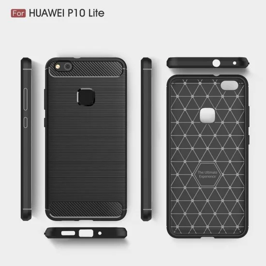 Калъф за Huawei P10 Lite - Carbon Silicone - Черен