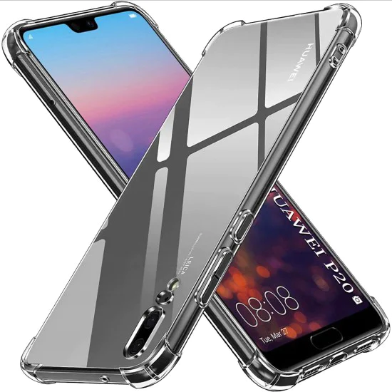 Калъф за Huawei P20 - Удароустойчив Прозрачен Силиконов - Прозрачен