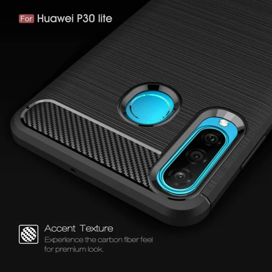 Калъф за Huawei P30 Lite / P30 lite New Edition - Carbon Silicone - Черен