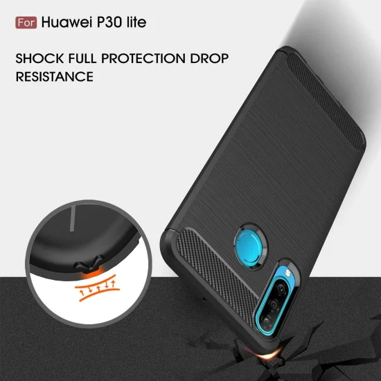 Калъф за Huawei P30 Lite / P30 lite New Edition - Carbon Silicone - Черен
