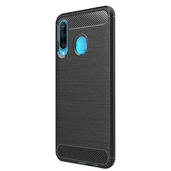 Калъф за Huawei P30 Lite / P30 lite New Edition - Carbon Silicone - Черен