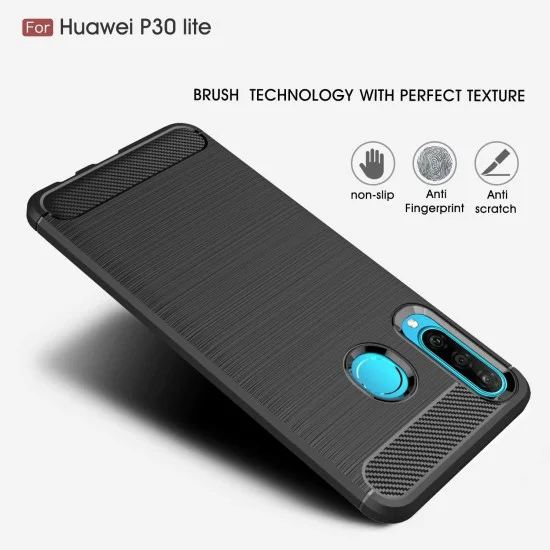 Калъф за Huawei P30 Lite / P30 lite New Edition - Carbon Silicone - Черен