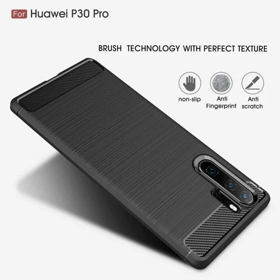 Калъф за Huawei P30 Pro / P30 Pro New Edition - Carbon Silicone - Черен