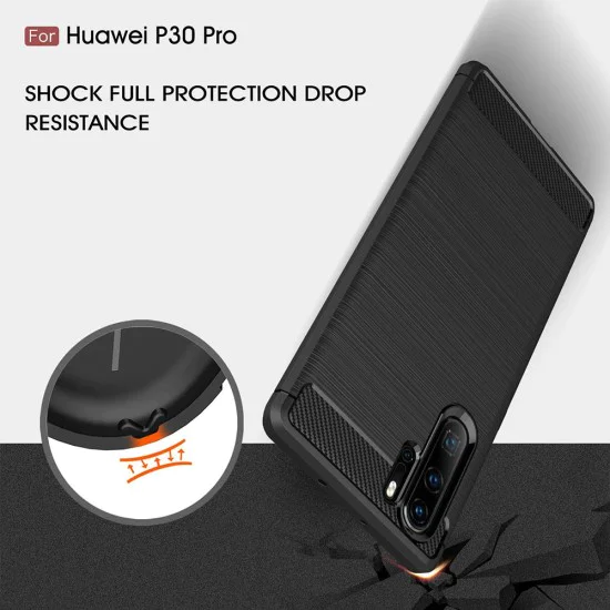 Калъф за Huawei P30 Pro / P30 Pro New Edition - Carbon Silicone - Черен