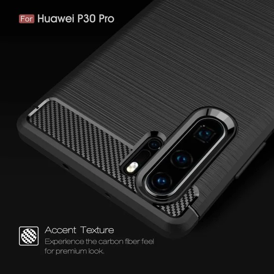 Калъф за Huawei P30 Pro / P30 Pro New Edition - Carbon Silicone - Черен