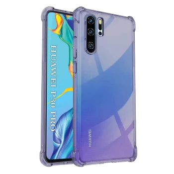 Калъф за Huawei P30 Pro / P30 Pro New Edition - Techsuit - Удароустойчив Clear Silicone - Опушено Черен