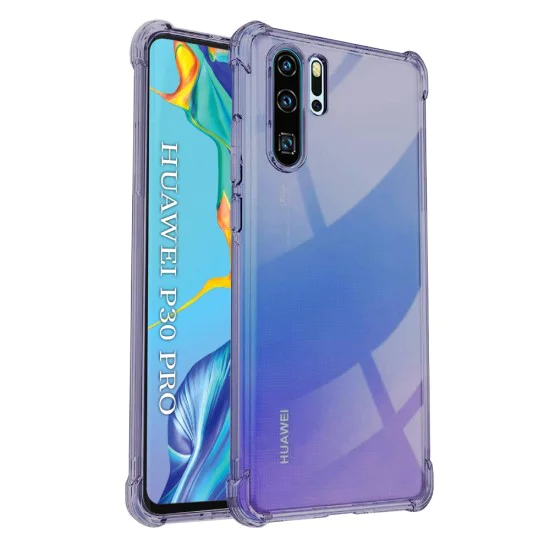 Калъф за Huawei P30 Pro / P30 Pro New Edition - Techsuit - Удароустойчив Clear Silicone - Опушено Черен