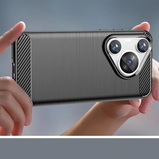 Калъф за Huawei Pura 70 Pro - Carbon Silicone - Черен
