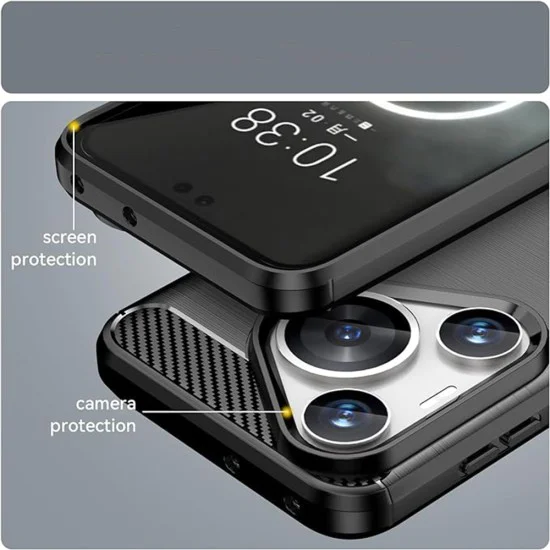 Калъф за Huawei Pura 70 Pro - Carbon Silicone - Черен