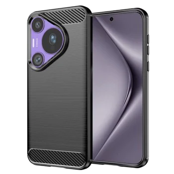 Калъф за Huawei Pura 70 Pro - Carbon Silicone - Черен