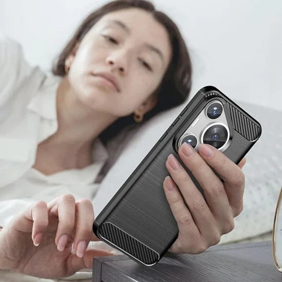 Калъф за Huawei Pura 70 Pro - Carbon Silicone - Черен