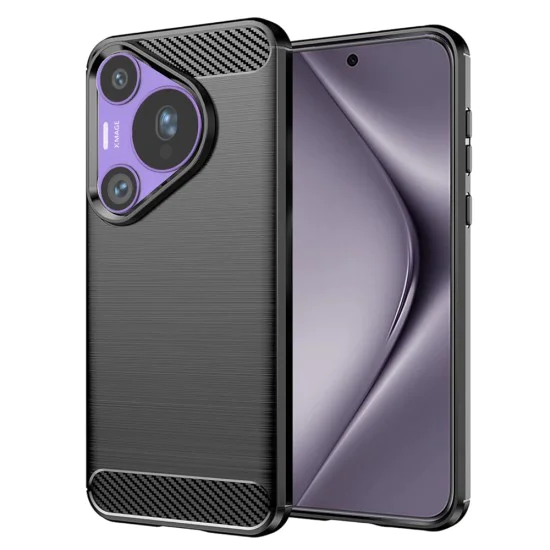Калъф за Huawei Pura 70 Pro - Carbon Silicone - Черен