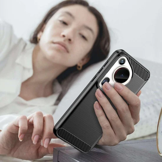 Калъф за Huawei Pura 70 Ultra - Carbon Silicone - Черен