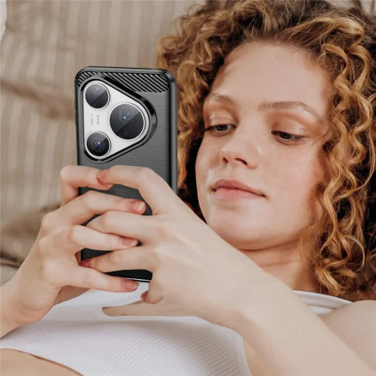 Калъф за Huawei Pura 80 Pro / 80 Ultra - Techsuit - Carbon Silicone - Черен
