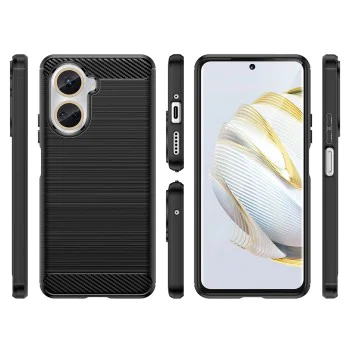Калъф за Huawei nova 10 SE - Carbon Silicone - Черен