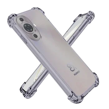 Калъф за Huawei nova 11 / nova 12s - Techsuit - Удароустойчив Clear Silicone - Опушено Черен