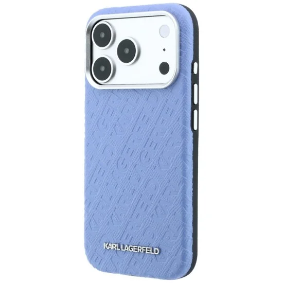 Калъф Karl Lagerfeld Grained Leather Metal Logo MagSafe (KLHMP18LPSKLFOFB) - iPhone 18 Pro / iPhone 17 Pro - Син