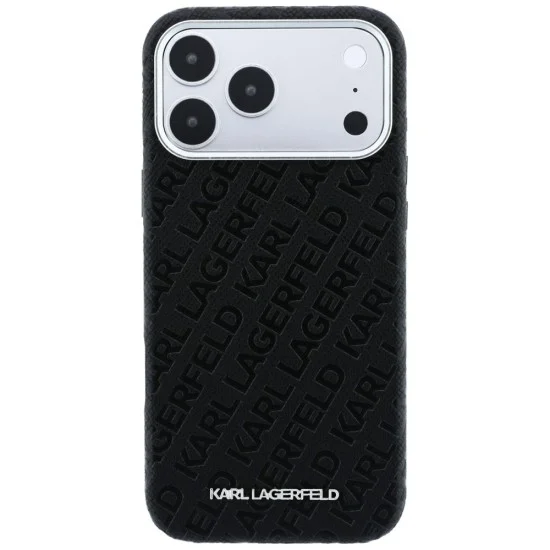 Калъф Karl Lagerfeld Grained Leather Metal Logo MagSafe (KLHMP18LPSKLFOFK) - iPhone 18 Pro / iPhone 17 Pro - Черен