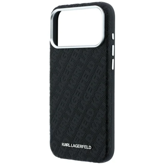 Калъф Karl Lagerfeld Grained Leather Metal Logo MagSafe (KLHMP18LPSKLFOFK) - iPhone 18 Pro / iPhone 17 Pro - Черен