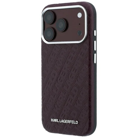 Калъф Karl Lagerfeld Grained Leather Metal Logo MagSafe (KLHMP18LPSKLFOFR) - iPhone 18 Pro / iPhone 17 Pro - Бордо