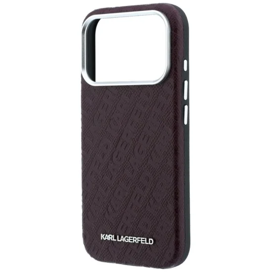 Калъф Karl Lagerfeld Grained Leather Metal Logo MagSafe (KLHMP18LPSKLFOFR) - iPhone 18 Pro / iPhone 17 Pro - Бордо