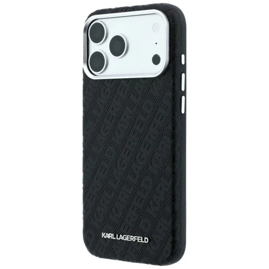 Калъф Karl Lagerfeld Grained Leather Metal Logo MagSafe (KLHMP18XPSKLFOFK) - iPhone 18 Pro Max / iPhone 17 Pro Max - Черен