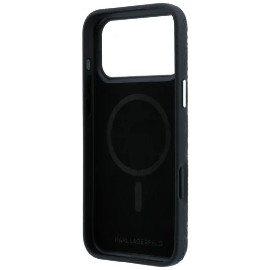Калъф Karl Lagerfeld Grained Leather Metal Logo MagSafe (KLHMP18XPSKLFOFK) - iPhone 18 Pro Max / iPhone 17 Pro Max - Черен