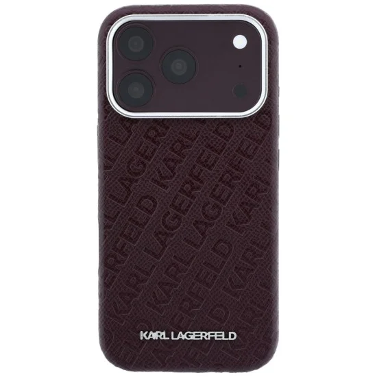 Калъф Karl Lagerfeld Grained Leather Metal Logo MagSafe (KLHMP18XPSKLFOFR) - iPhone 18 Pro Max / iPhone 17 Pro Max - Бордо