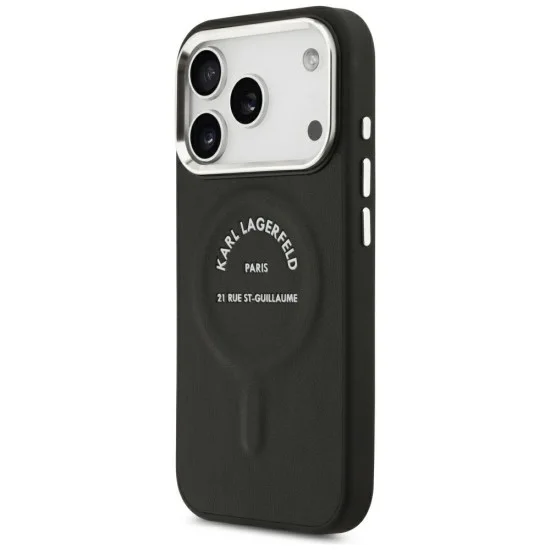 Калъф Karl Lagerfeld HC MagSafe Leather EMB. Ring Karl RSG Logo (KLHMP18XPSKRSGEK) - iPhone 18 Pro Max / iPhone 17 Pro Max - Черен