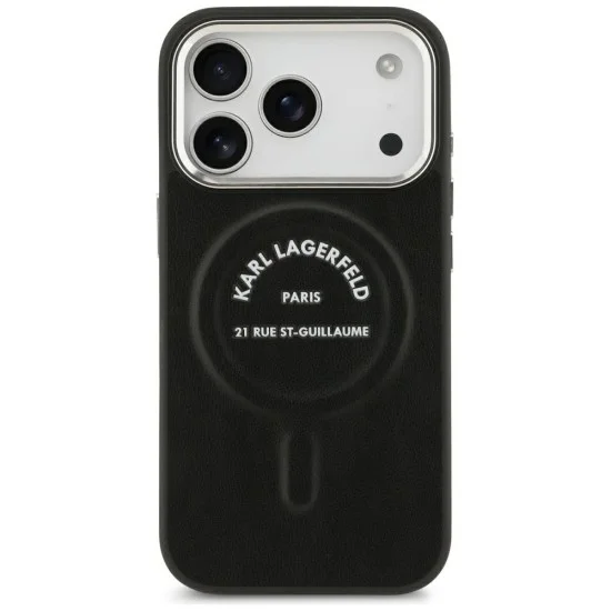 Калъф Karl Lagerfeld HC MagSafe Leather EMB. Ring Karl RSG Logo (KLHMP18XPSKRSGEK) - iPhone 18 Pro Max / iPhone 17 Pro Max - Черен
