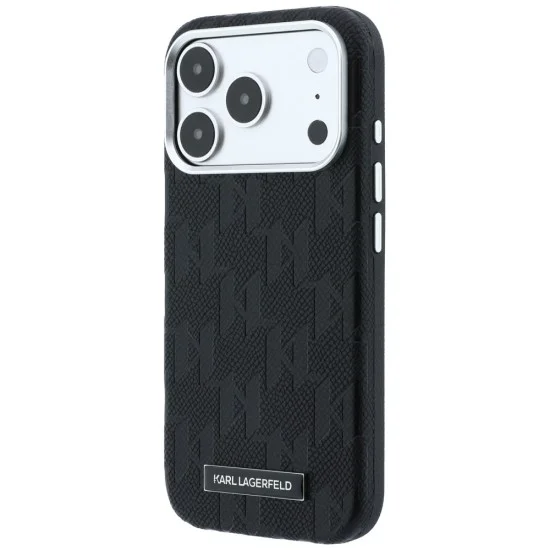 Калъф Karl Lagerfeld HC MagSafe SW Grained Leather HS Mono Resin Logo (KLHMP18L6PWKLMHK) - iPhone 18 Pro / iPhone 17 Pro - Черен