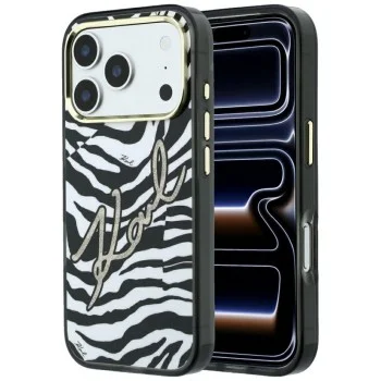 Калъф Karl Lagerfeld HC MagSafe IML Signature Zebra Glitter Gold (KLHMP18X6HZSKPGD) - iPhone 18 Pro Max / iPhone 17 Pro Max - Черен