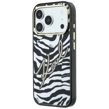 Калъф Karl Lagerfeld HC MagSafe IML Signature Zebra Glitter Gold (KLHMP18X6HZSKPGD) - iPhone 18 Pro Max / iPhone 17 Pro Max - Черен