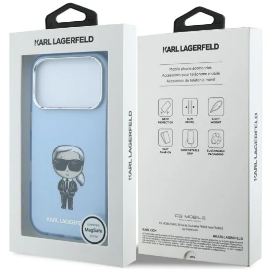 Калъф Karl Lagerfeld HC MagSafe IML Ikonik Sketch Print (KLHMP18L6HKIKDB) - iPhone 18 Pro / iPhone 17 Pro - Син