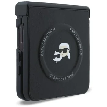 Калъф Karl Lagerfeld Hardcase Leather Karl&Chaoupette Head Pin (KLHMZF8PSMLRKCK) - Samsung Galaxy Z Flip8 - Черен
