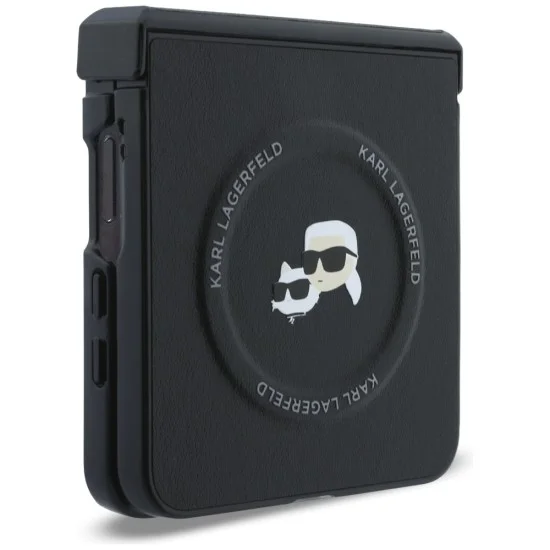 Калъф Karl Lagerfeld Hardcase Leather Karl&Chaoupette Head Pin (KLHMZF8PSMLRKCK) - Samsung Galaxy Z Flip8 - Черен