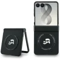 Калъф Karl Lagerfeld Hardcase Leather Karl&Chaoupette Head Pin (KLHMZF8PSMLRKCK) - Samsung Galaxy Z Flip8 - Черен
