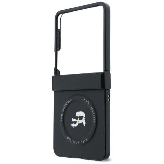 Калъф Karl Lagerfeld Hardcase Leather Karl&Chaoupette Head Pin (KLHMZF8PSMLRKCK) - Samsung Galaxy Z Flip8 - Черен