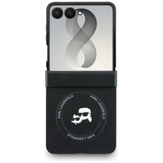 Калъф Karl Lagerfeld Hardcase Leather Karl&Chaoupette Head Pin (KLHMZF8PSMLRKCK) - Samsung Galaxy Z Flip8 - Черен