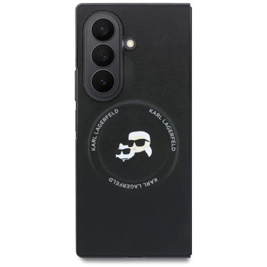 Калъф Karl Lagerfeld Hardcase Leather Karl&Chaoupette Head Pin (KLHMZFD8PSMLRKCK) - Samsung Galaxy Z Fold8 Ultra - Черен