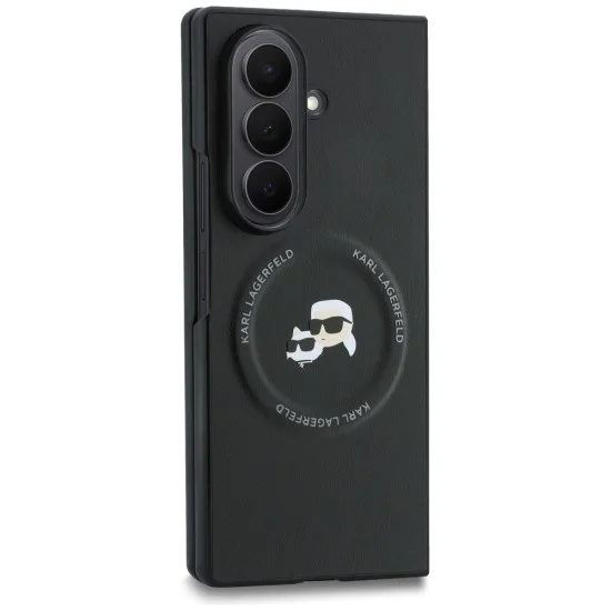 Калъф Karl Lagerfeld Hardcase Leather Karl&Chaoupette Head Pin (KLHMZFD8PSMLRKCK) - Samsung Galaxy Z Fold8 Ultra - Черен