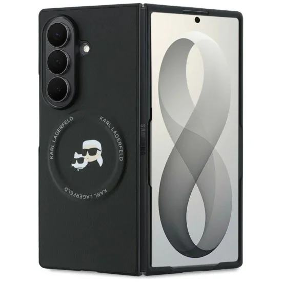 Калъф Karl Lagerfeld Hardcase Leather Karl&Chaoupette Head Pin (KLHMZFD8PSMLRKCK) - Samsung Galaxy Z Fold8 Ultra - Черен