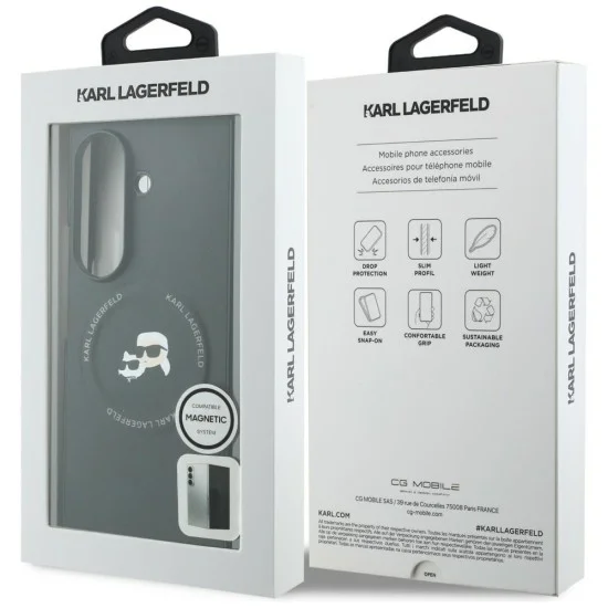 Калъф Karl Lagerfeld Hardcase Leather Karl&Chaoupette Head Pin (KLHMZFD8PSMLRKCK) - Samsung Galaxy Z Fold8 Ultra - Черен