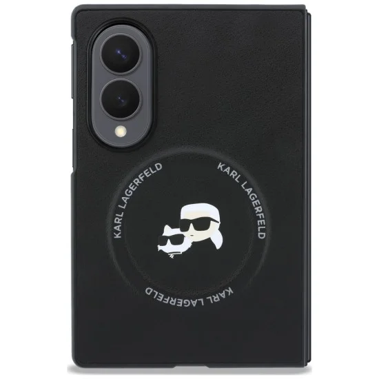 Калъф Karl Lagerfeld Hardcase Leather Karl&Chaoupette Head Pin (KLHMZFW8PSMLRKCK) - Samsung Galaxy Z Fold8 - Черен