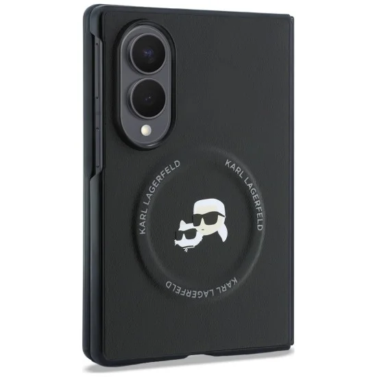 Калъф Karl Lagerfeld Hardcase Leather Karl&Chaoupette Head Pin (KLHMZFW8PSMLRKCK) - Samsung Galaxy Z Fold8 - Черен