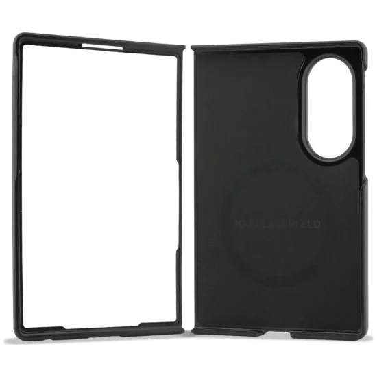 Калъф Karl Lagerfeld Hardcase Leather Karl&Chaoupette Head Pin (KLHMZFW8PSMLRKCK) - Samsung Galaxy Z Fold8 - Черен