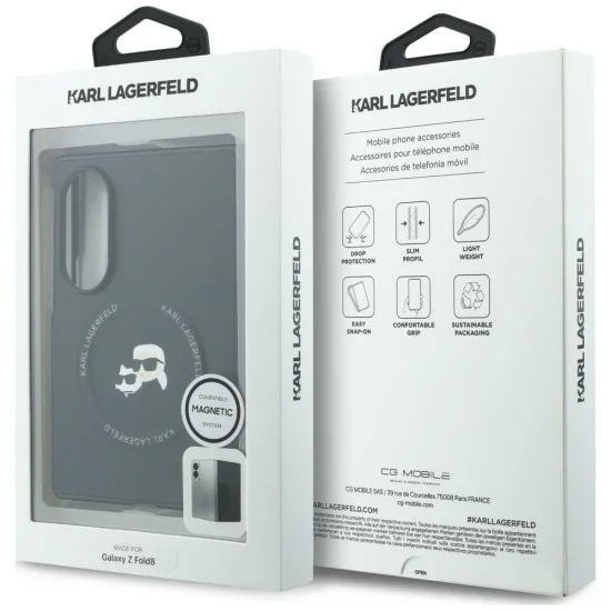 Калъф Karl Lagerfeld Hardcase Leather Karl&Chaoupette Head Pin (KLHMZFW8PSMLRKCK) - Samsung Galaxy Z Fold8 - Черен
